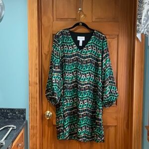 Chic Green and Black Geometric Dress